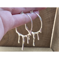 Echt zilveren oorbel stekers/hangers druipend 